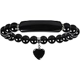 TUMBEELLUWA Healing Stone Bracelet 8mm Beads Chakra Crystal Energy Heart Charm Bracelet Handmade Jewelry for Women