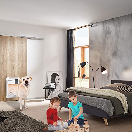 Upgraded 2 Ways Locking Dog Door for Exterior Doors,Medium Large Sliding Doggie Door,Metal Training Doggy Cat Door Indoor,Plastic Freedom Pet Door with Aluminum Lining,Consolidate Soft Flap,Anti-rust - Thumbnail 6