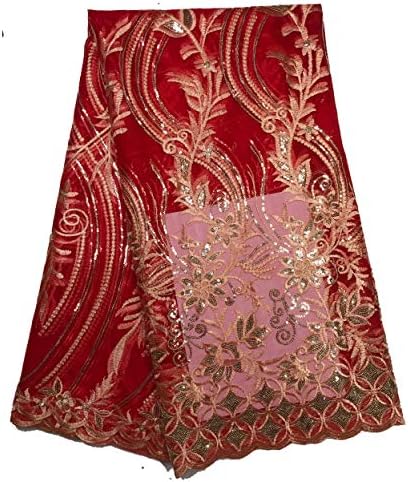 2019 High Quality 3D Lace 5Yards Embroidery Sequins Lace Fabric 4Colors African Lace Fabric Nigeria Laces Fabric Bridal French Tulle Lace Fabric for Women
