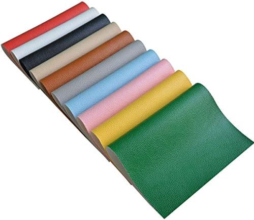 Synthetic Faux Leather Fabric Sheets-10 Solid Colors A4 Size 1.2MM Thickness Litchi Grain Texture Sheets Cotton Back for Making Hair Bow, Earring, Placemat,10 Sheets Each Color One Sheet