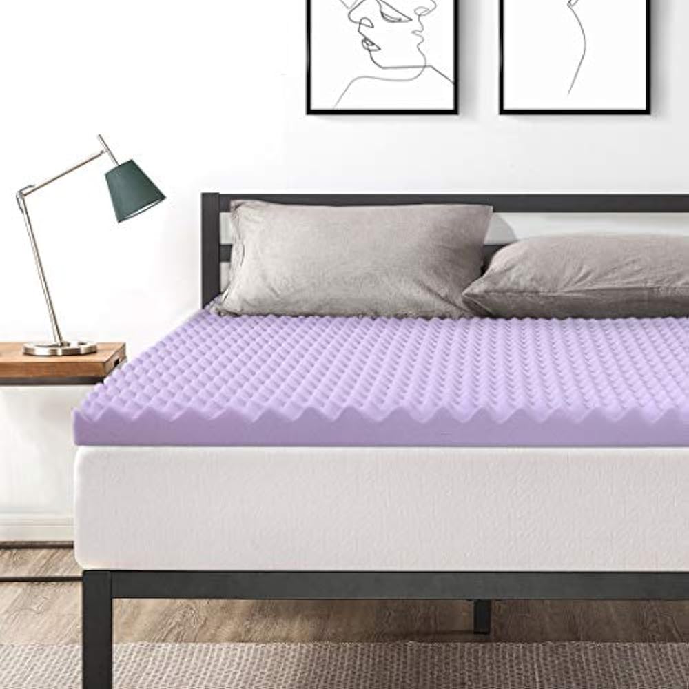 Queen 3 Inch Egg Crate Memory Foam Bed Topper With Lavender Cooling