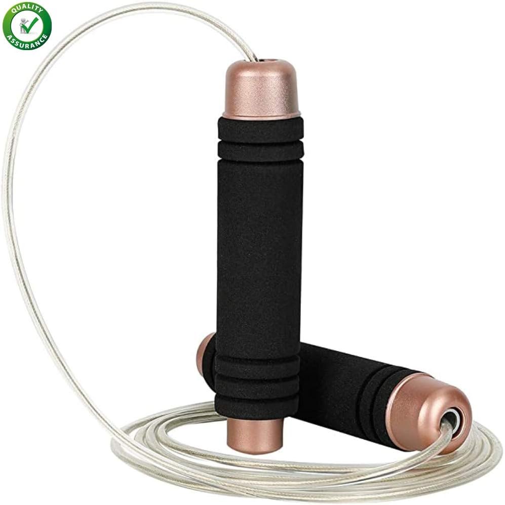 NA2 Weighted Jump Rope for Women and Men Adultsโ Fitness Workout Jump Rope โ Adjustable Wire Rope โ Anti-Slip Memory Foam Handle โ 108-inch Steel Rope โ 360-Degree Rotating Bearing