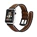 Elobeth iWatch Band Series 4 44mm Genuine Leather Replacement Watchband Crazy Horse Double Lines with Secure Metal Clasp Buckle Compatible Apple Watch 4 44mm/ 42mm Brown