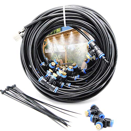 2RZ Misting Cooling System Kit 59FT(18M) Misting Line DIY Outdoor Mist Cooling Kit+21 Brass Nozzles Garden Misting Irrigation System for Lawn Patio Garden Greenhouse - Thumbnail 4