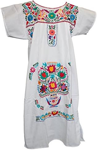 Women's Puebla Mexican Dress - White