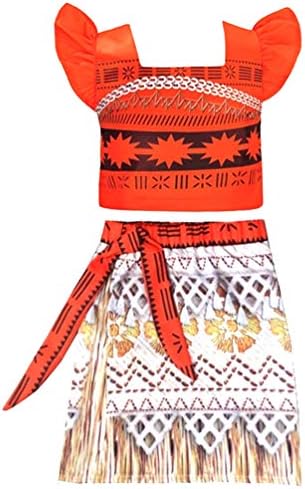 Rainawby Toddler Little Princess Girls Dress with Ruffle Sleeve for Moana Costume Outfit for Moana Party Cosplay Dress up