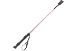 Jeffers Equine Glitter Ribbon Crop Training Bat – 26 Inch Horse Riding Crop Stick with Rubber Grip Handle for Training, Jumping, Equestrian, Groundwork, Barrel Racing, Rodeo, Trail - Pink