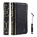 Eco-Fused Genuine Leather Vintage Classic Book Series Handmade Case for Apple iPhone 5 and 5s / One Short Stylus/Eco-Fused Microfiber Cleaning Cloth Included - War & Peace (Black)