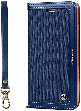 for iPhone Cases & Covers for iPhone Xs Max [Denim Canvas + PU Leather] Genuine Premium Flip Folio Wallet Case Cover (Color : Navy)