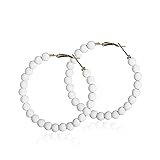 Chic Resin Beaded Hoop Earrings Mixed Color