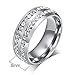 NL10 Mens Womens 8MM Titanium Stainless Steel High Polished 18K Gold Plated Channel Set Cubic Zirconia CZ Promise Engagement Band Unisex Gold Wedding Ring Comfort Fit, Size 6-13 (13, Silver)