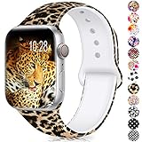 Humenn Compatible with Apple Watch Band 38mm 40mm,Soft Silicone Fadeless Pattern Printed Replacement Bands Compatible for iWatch Series 1,2,3,4 Leopard S/M