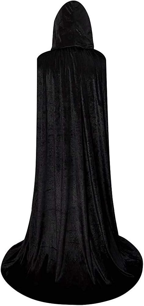 Unisex Full Length Hooded Robe Cloak Long Velvet Cape Cosplay Costume: Clothing