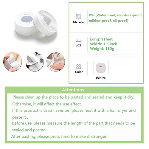 TYLife CaulkÂ Strip,Self Adhesive Sealing BathtubÂ Caulking Tape for Kitchen Countertop Bathroom Shower Toilet Sink Gas Stove Wall Corner 1-1/2" x 11' White