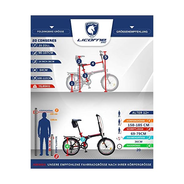 €274.99 Licorne Bike CONSERES - Bicicletta pieghevole premium da 20  pollici, per uomini, ragazzi, ragazze e donne, cambio a 6 marce, bicicletta  olandese - bikewebshop.it
