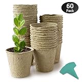 GROWNEER 60 Packs 3 Inch Peat Pots Plant Starters for Seedling, Biodegradable Herb Seed Starter Pots Kit, Garden Germination Nursery Pots with 15 Pcs Plant Labels