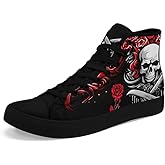 coolcustomize Skull High Tops Canvas Shoes for Men Women Classic Lace Up Gothic Fashion Sneaker Street Casual Canvas Sneakers