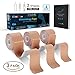【Buy 2 Get 1 Free】FriCARE Elastic Cotton Kinesiology Tape, 3 Rolls, X Y I Shape, 20 Precut 10” Strips, Therapeutic Athletic Tape for Injury Recovery, Muscle Support, Waterproof, Free E-Guide