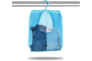 Clothespin Bag, Multi Purpose Hanging Mesh Storage Bag Clothespin Bag with Hanger for Socks Stockings Bra Underwear Bathroom(