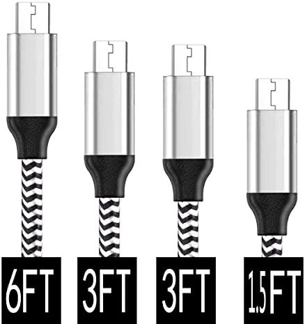 Micro USB Cables 4pack [1.5FT+3FT+3FT+6FT] Android Charger Braided Fast Quick Charging Cord for Motorola Moto X / Style / E4 Plus / G4 / E5 Play / G5 / Z, Samsung Galaxy S6 Edge+ / C7 / A7 / A8 / A9