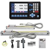 DITRON 2Axis LCD DRO Multi-Function Top Rank Digital Readout Display,5um Linear Scales 16''x40'' Glass Optical Encoder Sensor OEM for Lathe Milling Bridgeport Knee Mill (420mmx1020mm/16''x40'''')