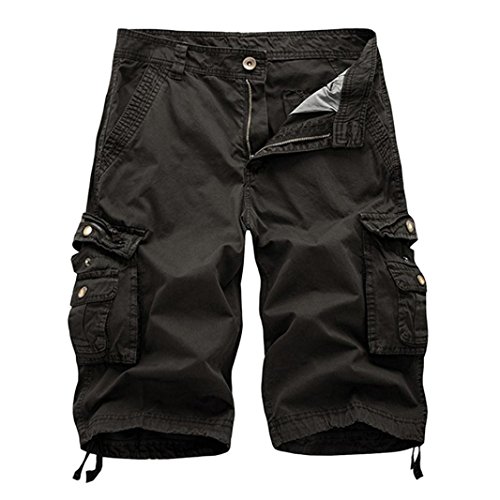 Aurorax Clearance Men's Cargo Shorts Pant, Casual Stretch Sports Fitness Gym Pants with Pocket (Dark Gray, 38)