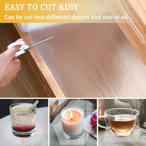 Shelf Liner for Kitchen, 45x1000cm Non-Adhesive Drawer Mats, Waterproof Strong Grip Oil-Proof Pantry Shelves Liners for Kitchen and Bedroom Large Shelves Cabinets (White_Dot)
