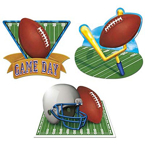 Beistle 50043 3-Pack Game Day Football Cutouts for Parties, 18-Inch