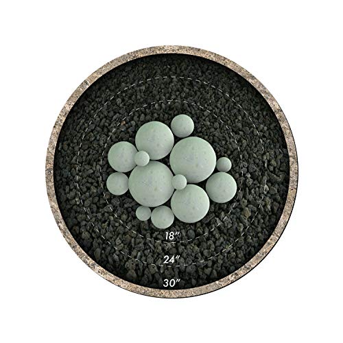 Hollow Ceramic Fire Balls | Mixed Set of 13 | Modern Accessory for Indoor and Outdoor Fire Pits or Fireplaces - Brushed Concrete Look | Pewter Gray