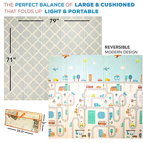 XDEMODA-Baby-Play-Mat-Exercise-Mat-Extra-Large-Waterproof-Foam-Play-Mat-for-Baby-Reversible-Foldable-Design-Large-Foam-Mat-for-Baby-Crawling-or-Adults-Yoga-79x71x06in