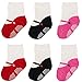 HSELL 6 Pairs Mary Jane Socks for Baby Girls Grips Non Skid Cotton Ballet Socks