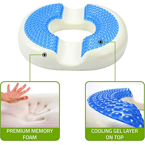 Donut Pillow Hemorrhoid Seat Cushion Cooling Gel Memory Foam