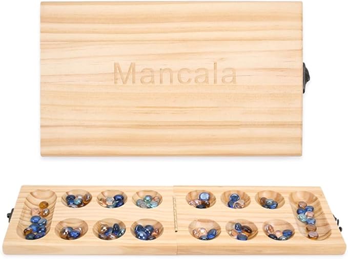 Amazon マンカラ ゲーム折りたたみ 旅行ゲーム 対面ボードゲーム 子供と大人向けのスマートな戦術ゲーム 木製 ボードゲーム おもちゃ