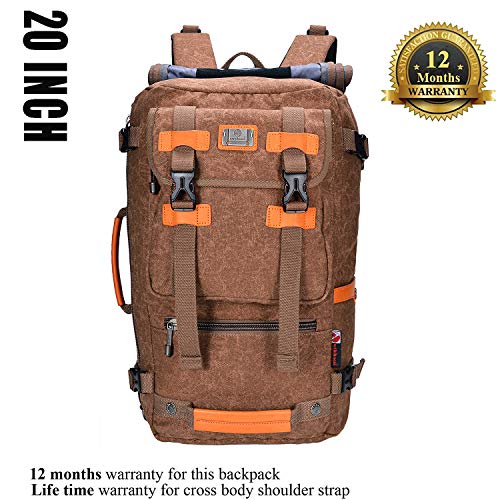 Canvas Backpack WITZMAN Vintage Travel Backpack Hiking Luggage Rucksack Laptop Bags AB2020 (20 inch brown) - Thumbnail 2