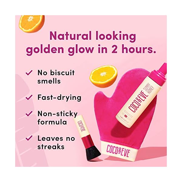 Coco & Eve Sunny Honey Bali Bronzing Foam. Natural Sunless Self Tanner Mousse. Anti Cellulite, Organic Sunless Self…