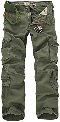 ZiuZi Mens Loose Fit Cotton Casual Military Army Cargo Camo Combat Work Pants (32, 025 Army Green)