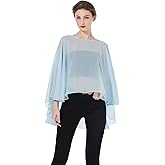 BEAUZSUZSANA Women Poncho Cape High Low Chiffon Shawls Wraps Scarves Capelets for Evening Dress Bridal Wedding Party