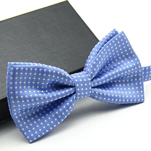Men's Bow Tie Magicub Adjustable Polyester Polka Dot Bow Tie(Light Blue/White)