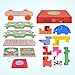 Gamenote Jumbo Wooden Shape Sorter Animals Bus with Puzzle Jigsaw and Seesaw Game - Educational Pull Push Truck Toys for Toddlers and Baby (Need to Assemble)(Colorful)