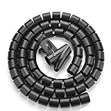 Cable Wires Organizer, Jelanry Coiled Tube Cable Management PC Cinema TV Cables Sleeve with Cord Organizer Clip Hide Wires Cover Cables, to Keep Desk Tidy, to Protect Cable from Pet's Bite Black