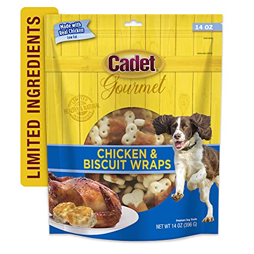 CADET GOURMET CHICKEN WRAPPED BISCUIT DOG TREATS, TRAINING TREATS FOR SMALL AND LARGE DOGS, INSPECTED & TESTED IN USA, 14 OZ.