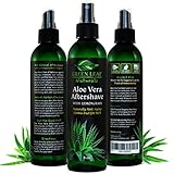 Green Leaf Naturals Aloe Vera Aftershave with Lemongrass Essential Oil - Naturally Anti-Aging Derma-Fuel for Men - 99.8% Organic - Large Long-Lasting Bottle - 8 ounce