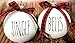 Farm House Ornament Set - 6 Shatterproof Matte White Bulbs With Black Lettering and Buffalo Plaid Bows