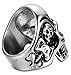 FIBO STEEL Stainless Steel Rings for Men Women Black Skull Head Rings,Size 15 Silver-tone