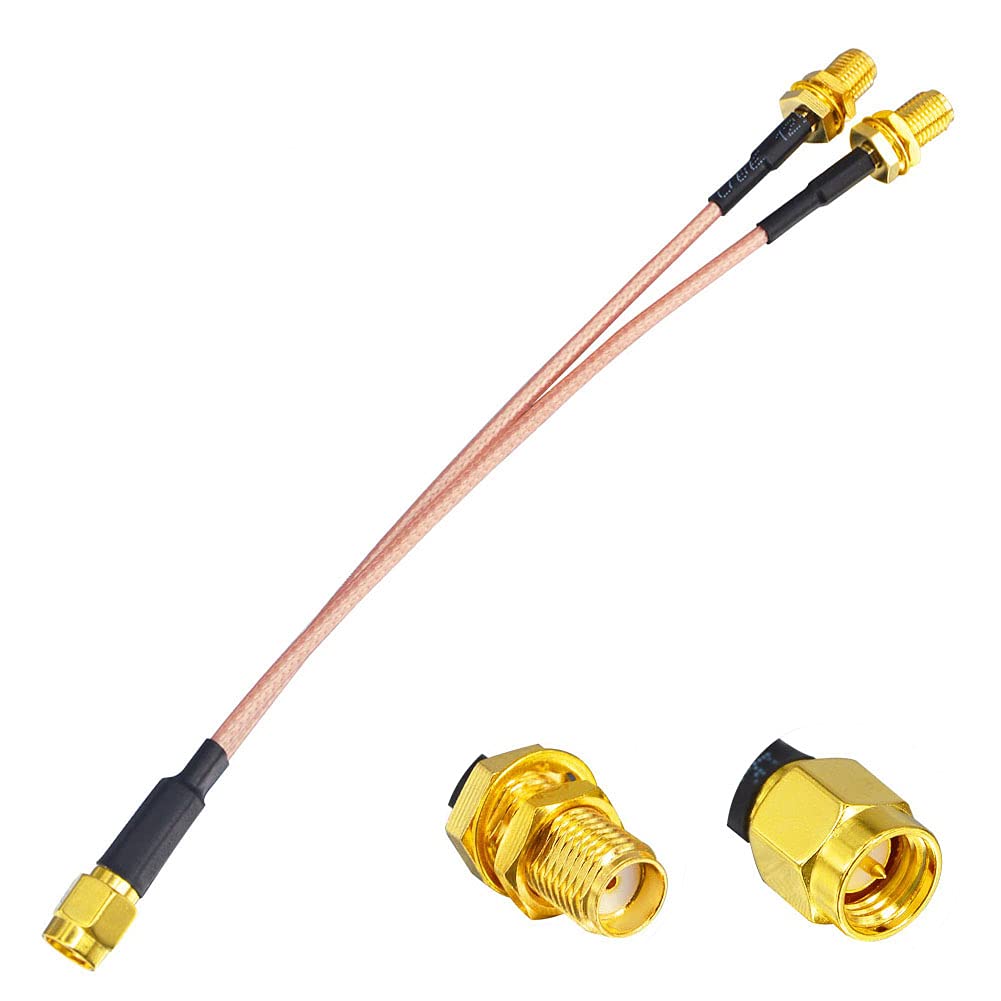 YILIANDUO SMA Splitter Cable SMA Male to Dual Female V-Shape RG316 Coaxial Cable 15CM for 4G LTE WiFi Antenna Wireless Router Gateway Modem MiFi FPV Drone