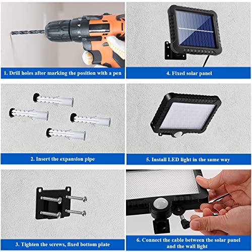 Solar Light Outdoor, Junvaia 56 LED Solar Security Lights Outdoor with Motion Detector, Large Capacity Battery LED Motion Sensor Lights, IP65 Waterproof 120° Wide Angle Flood Light with 16.5ft Cable