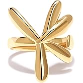 NVWAROCK 18K Gold Plated Daisy Flower Rings for Women | Cute Adjustable Open Statement Ring | Petal Personalized Polished Band Ring Size 5 to 10