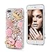 Mavis's Diary iPhone 7 Plus Case (5.5 inch) 3D Handmade Bling Crystal Diamond Shiny Sparkling Rhinestones Full Edge Protective Clear Hard PC Cover (Pink)