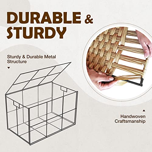 Greenstell Storage Basket with Lid, Handwoven Large Shelf Basket with