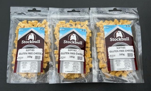Stockbull Puppy/Dog Training Treats - Cheese Flavour (3 x 165g Packets) Gluten Free